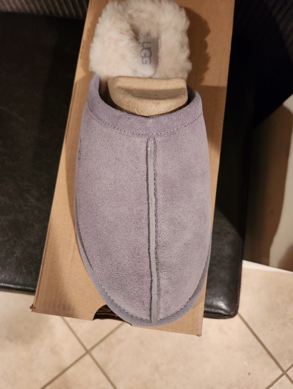 UGG Lavender Suede Slip-On Shearling Lined Slipper